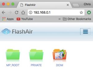 FlashAir through the Web browser