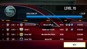 Asphalt 8 timings run to three places of decimals.