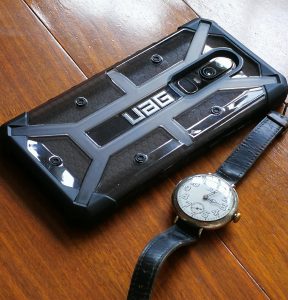 OnePlus 6 with Urban Armor Gear case and World War 1 Omega watch
