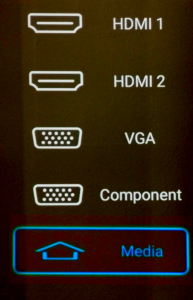 Optoma UHD51 input choice includes Media (which isn't available on this model).