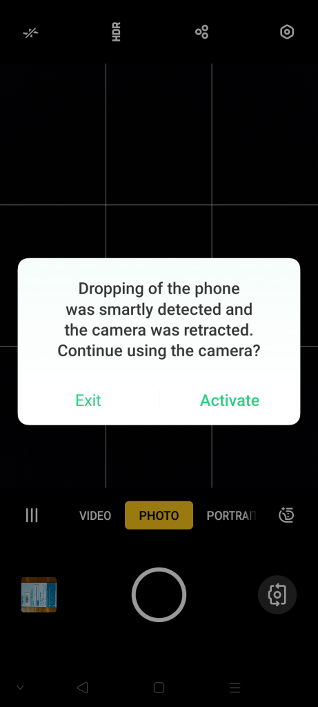 Drop detection closes the Reno 2 selfie camera