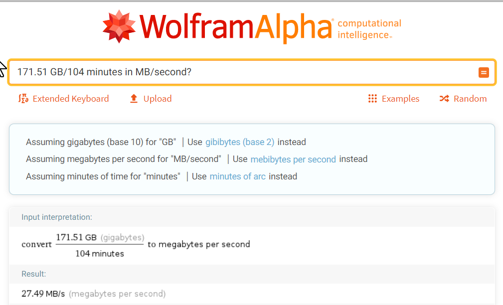 Wolfram Alpha Calculation