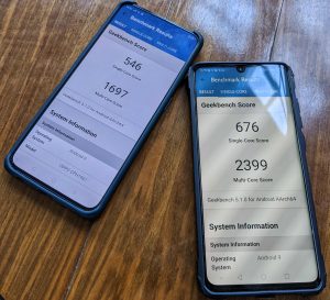 Benchmarking the Oppo Reno 2 (left) against the Huawei P30 Pro