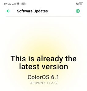 ColorOs on the Oppo Reno 2 declines to update to version 7